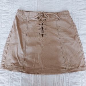 Forever 21 Tan Lace Up Mini Skirt